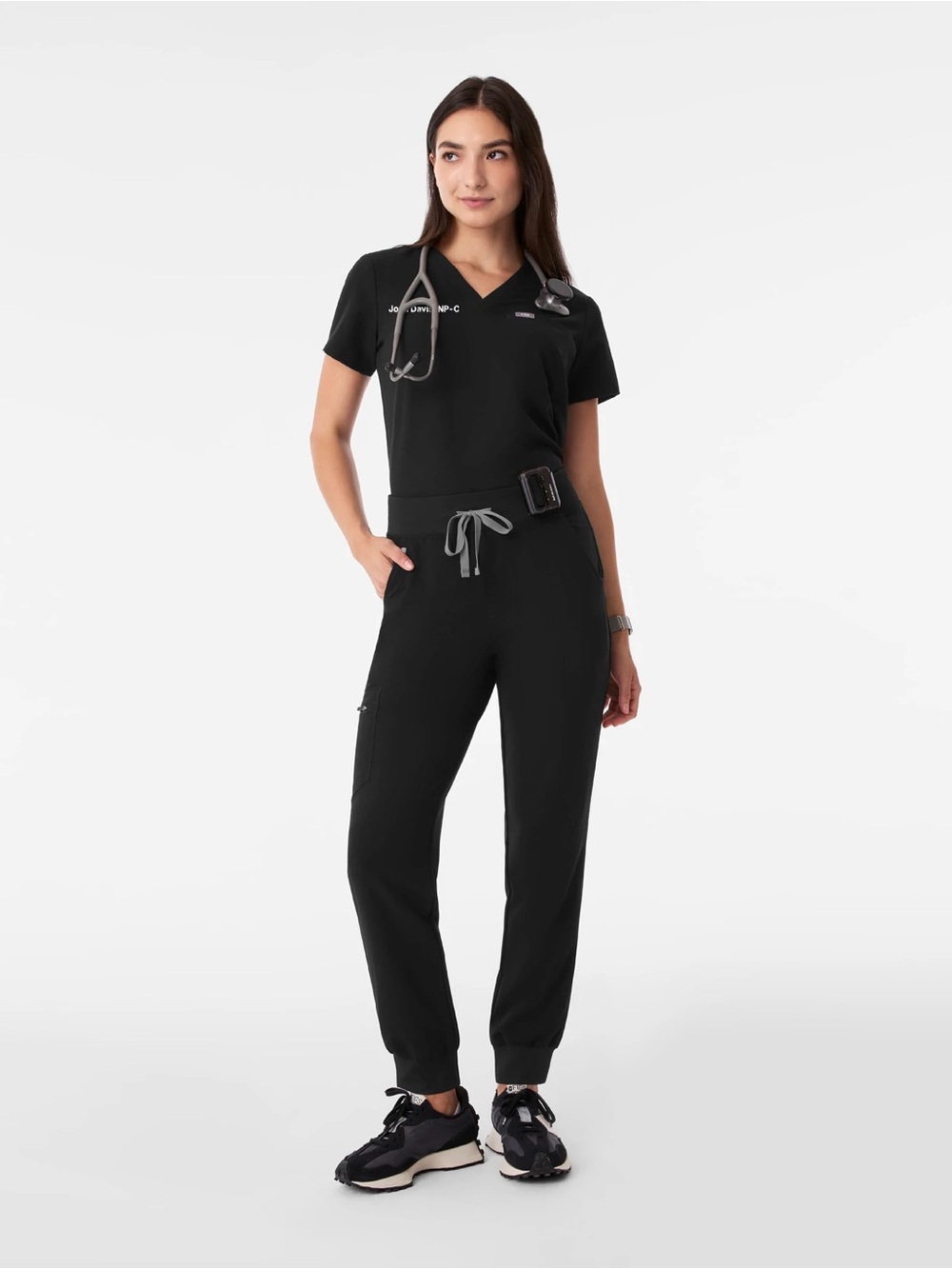 FIGS Black Zamora Joggers with Gray Drawstring Large - Picture 2 of 14